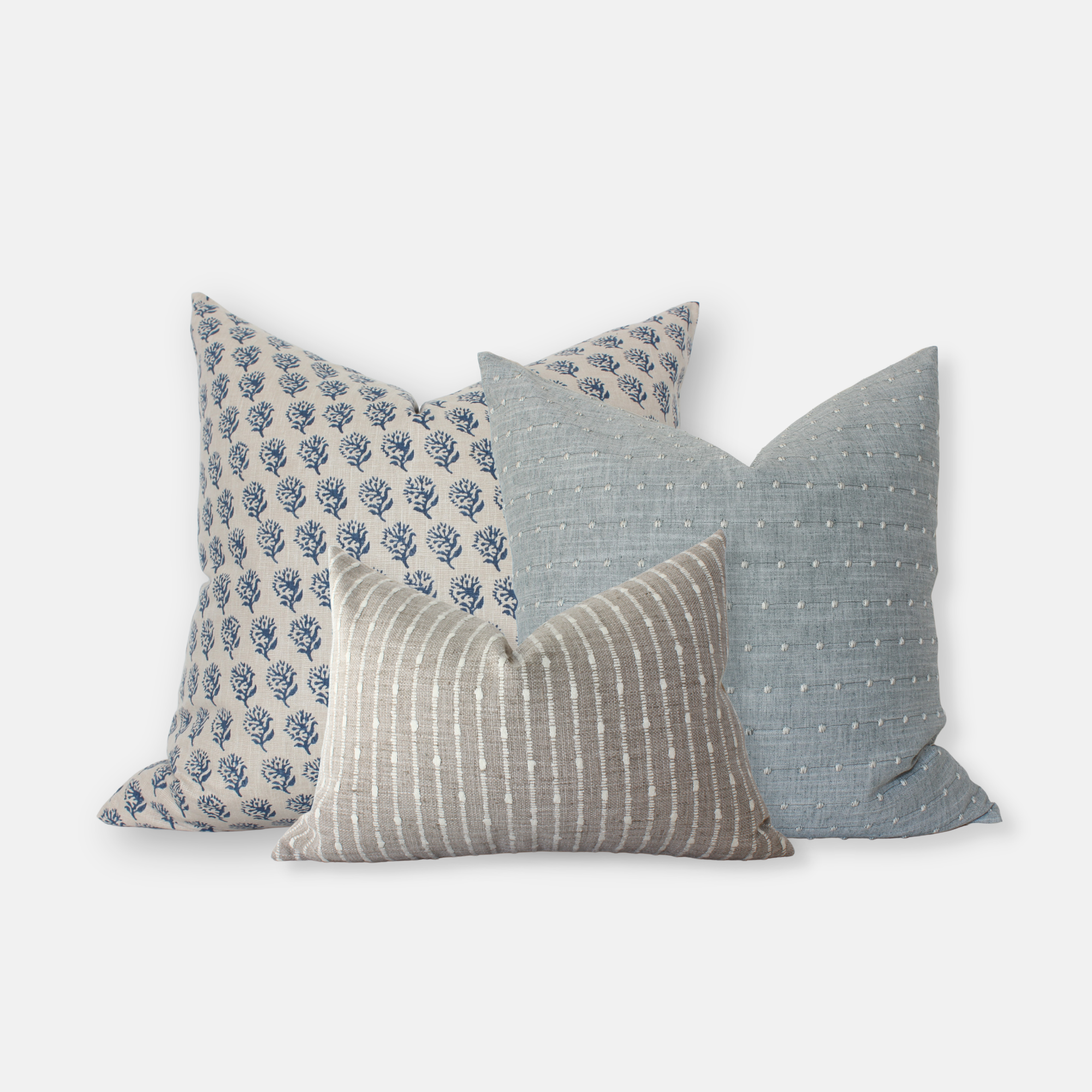 light blue and gray pillow set of 3