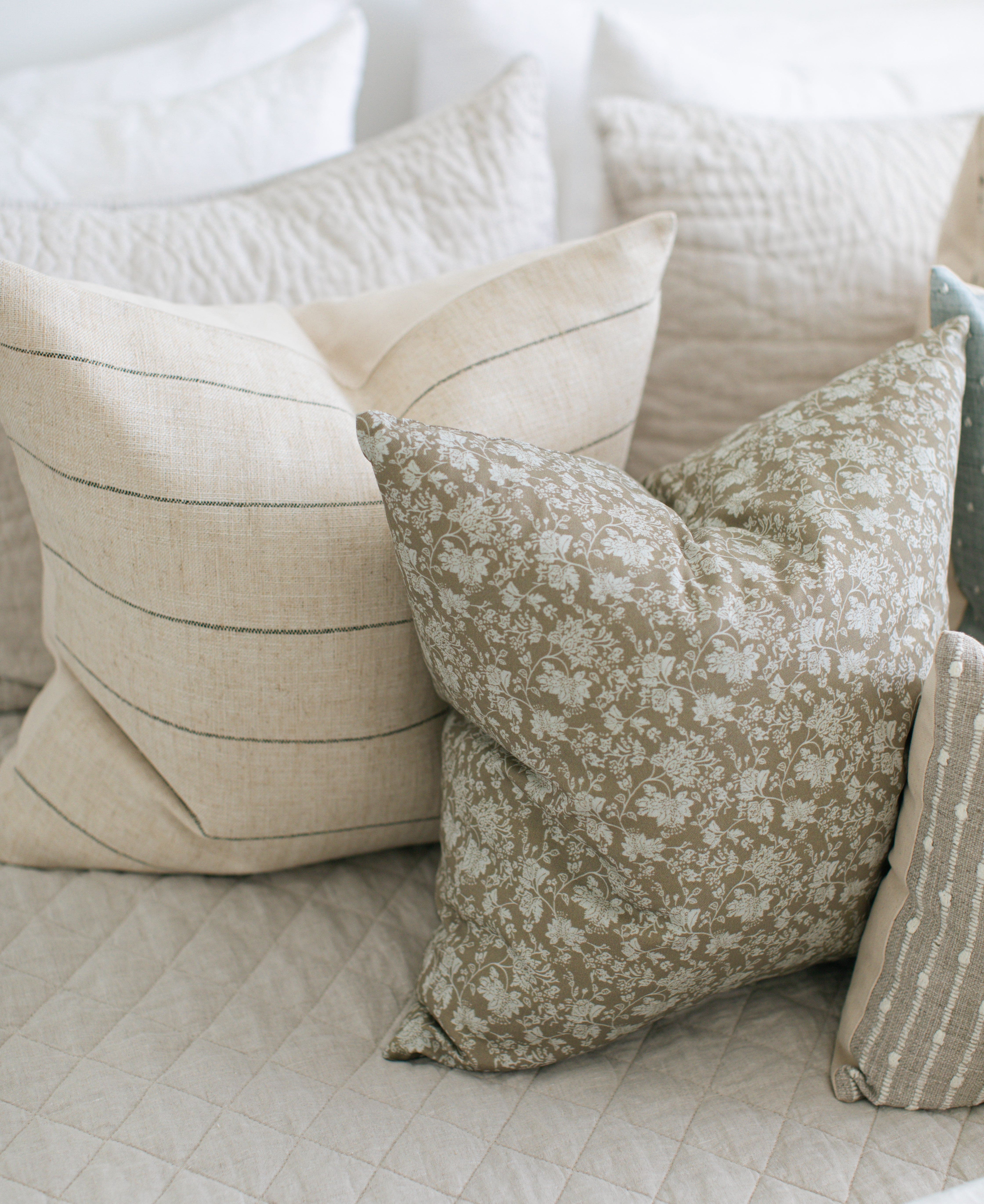neutral floral pillow