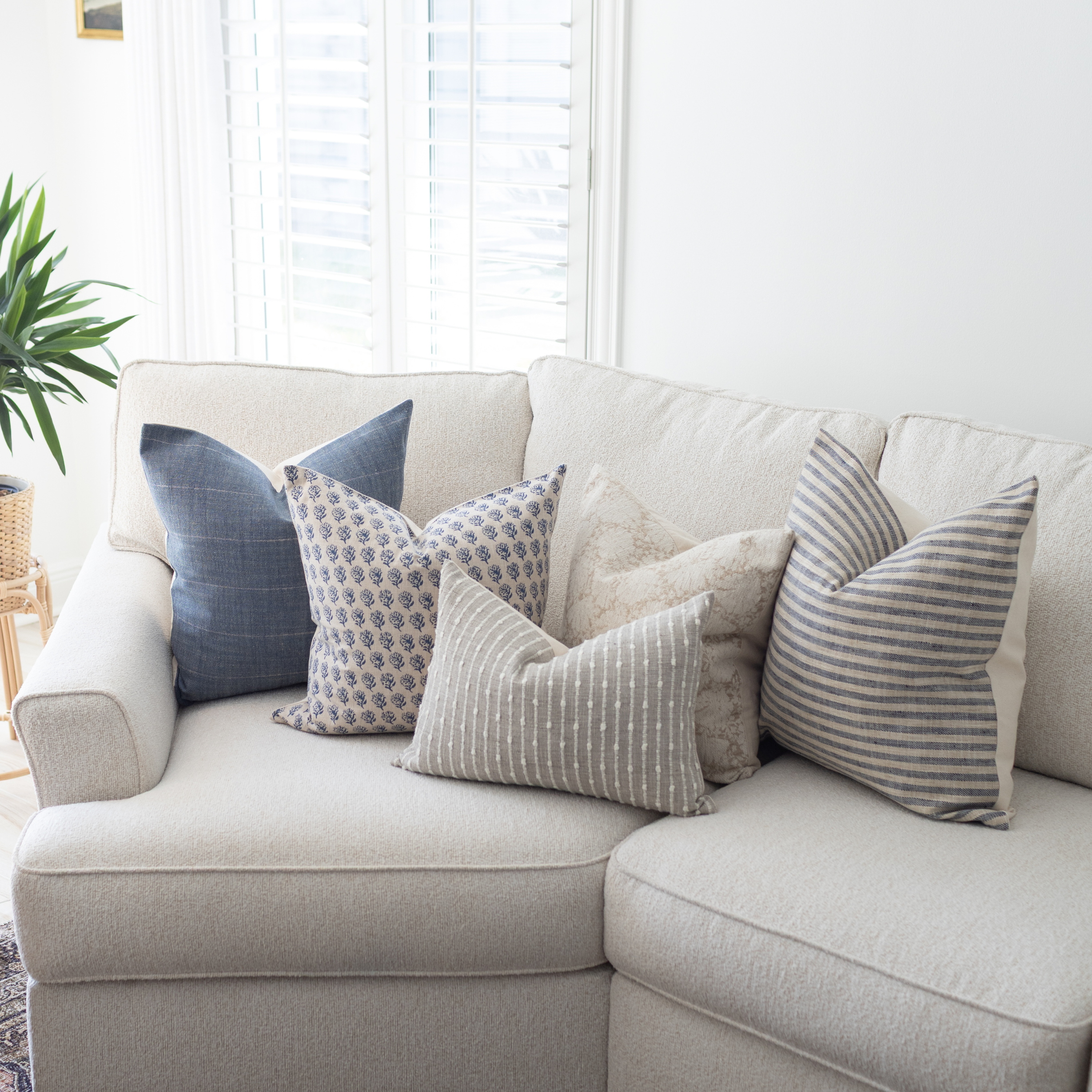 modern blue pillow combo