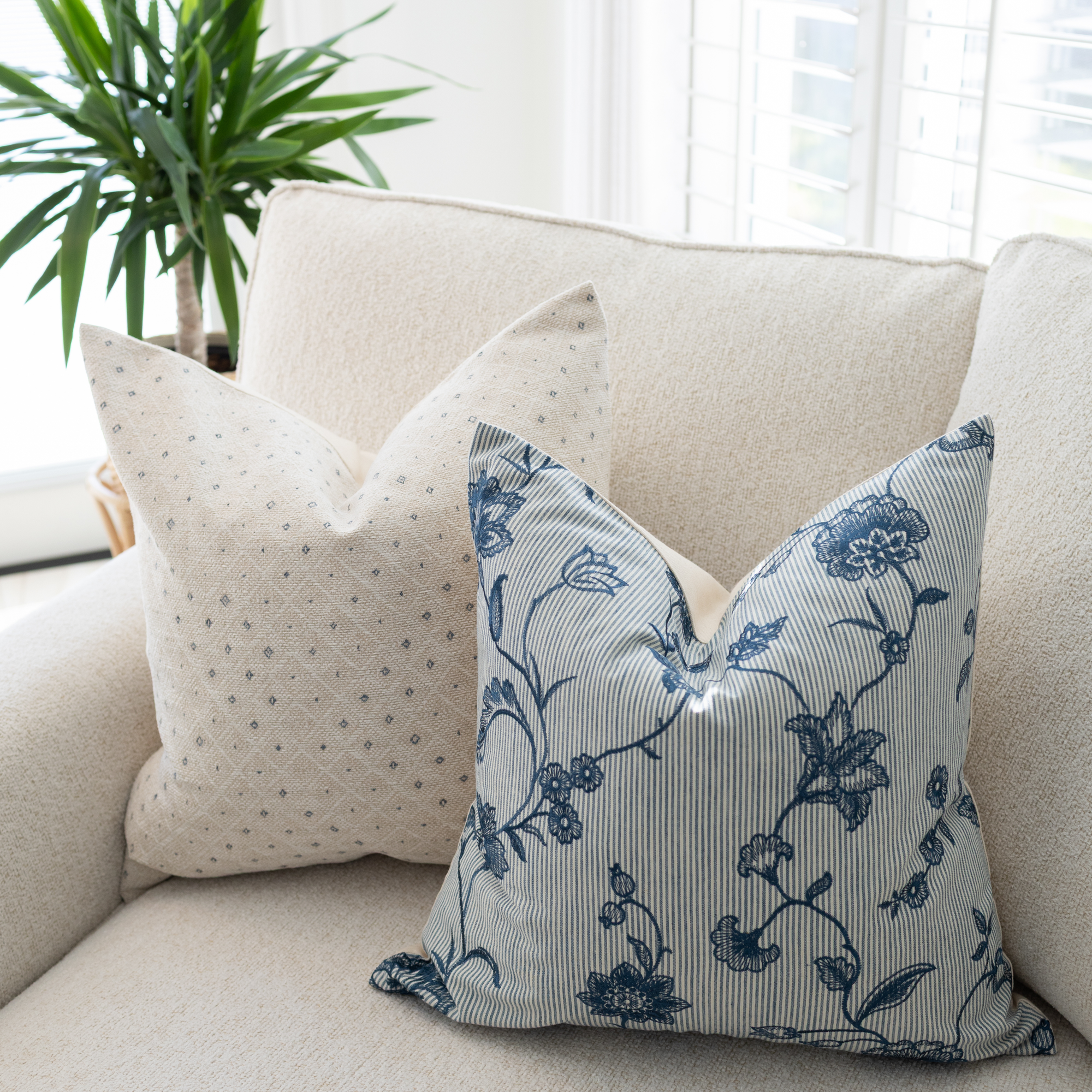 modern organic neutral blue throw pillows