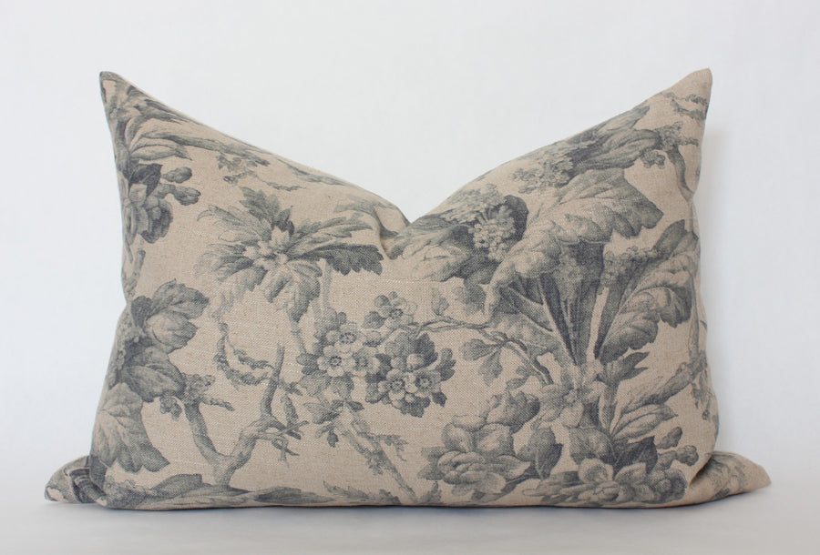 natural floral lumbar pillow