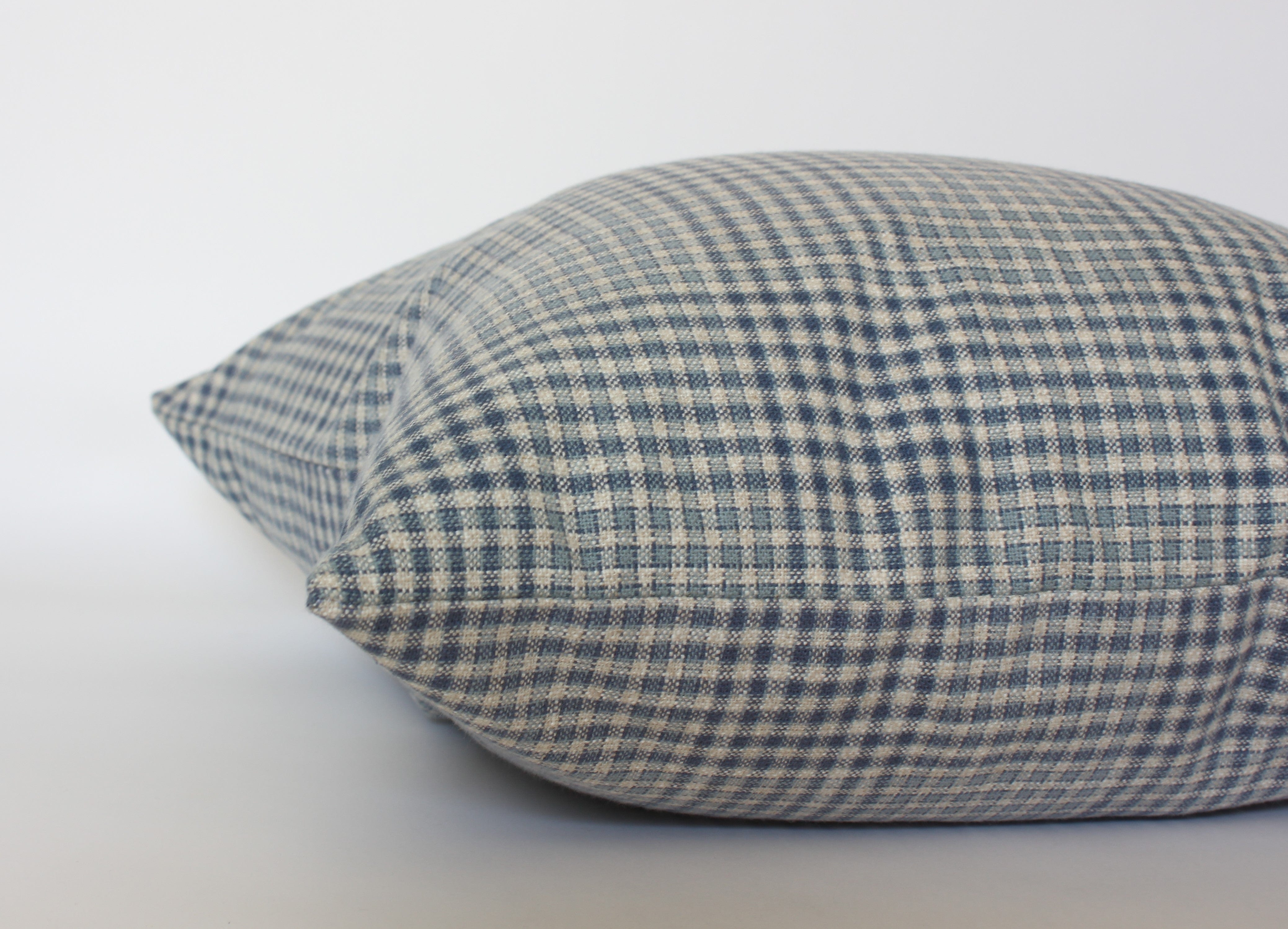navy blue gingham pillow