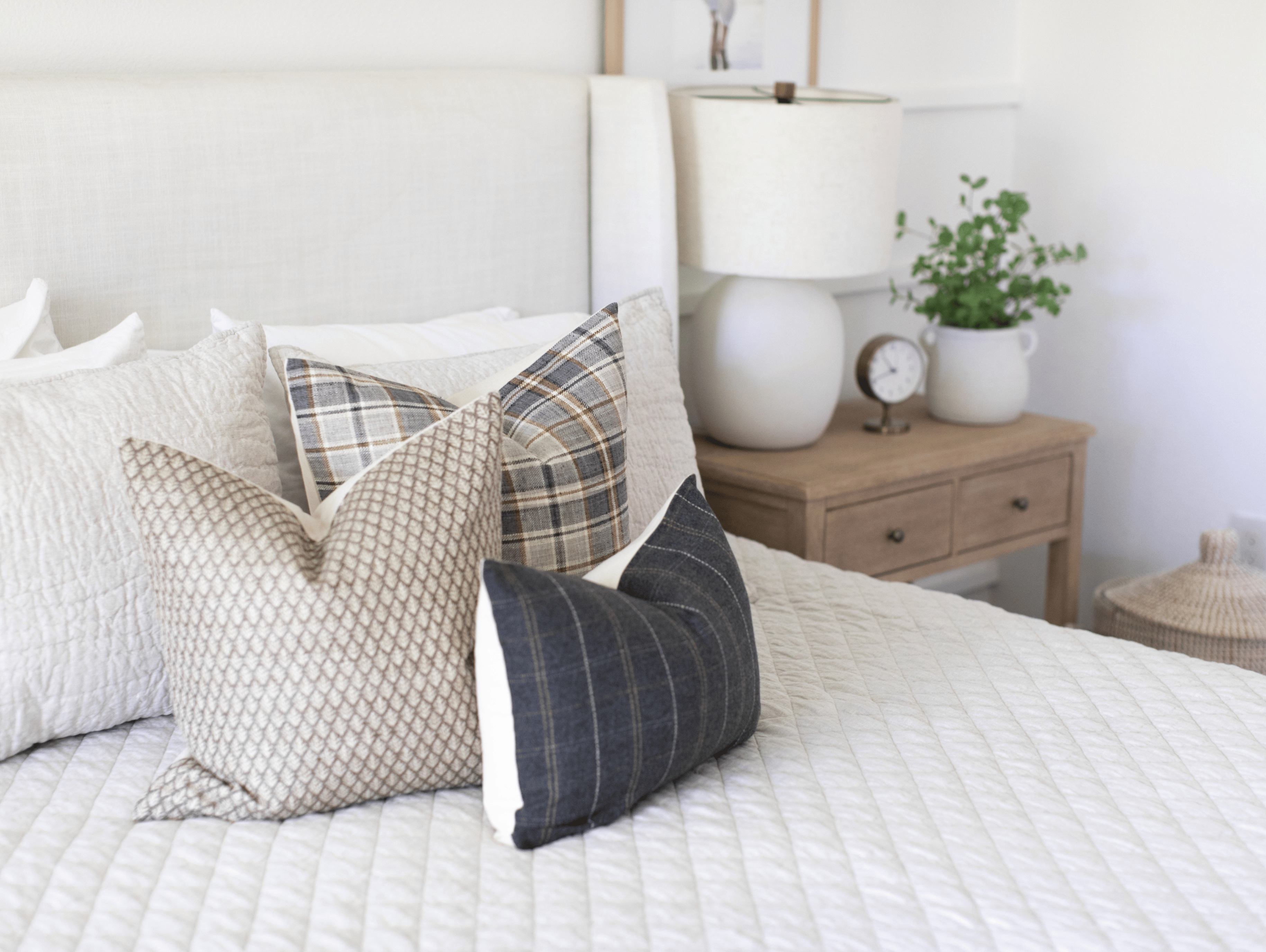 neutral brown gray pillow set