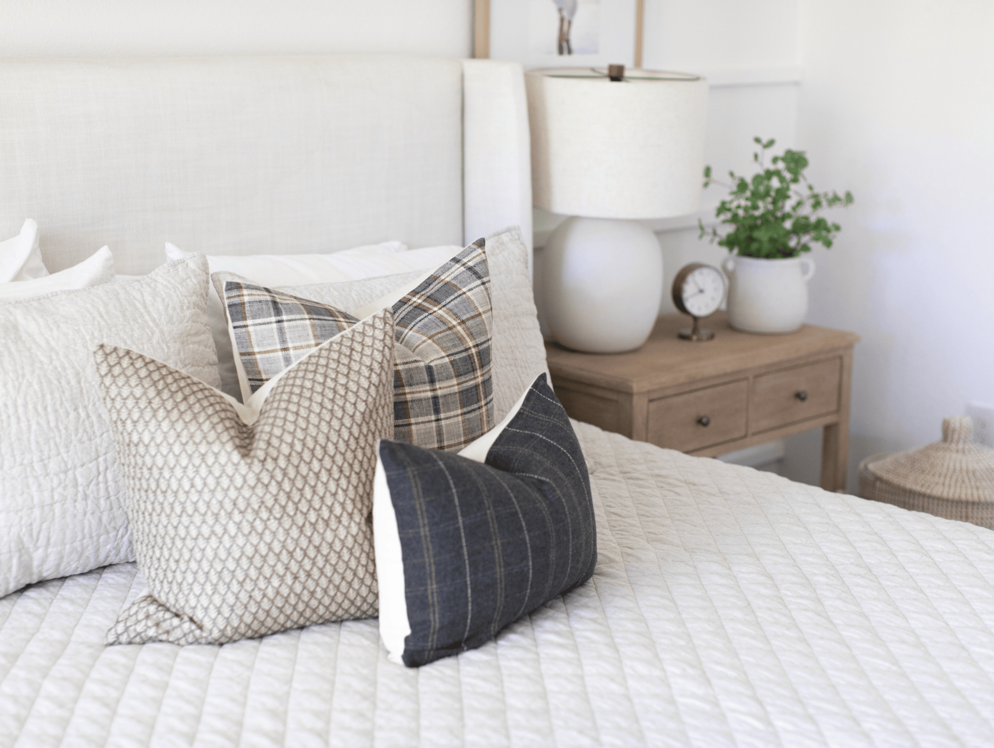 neutral brown gray pillow set