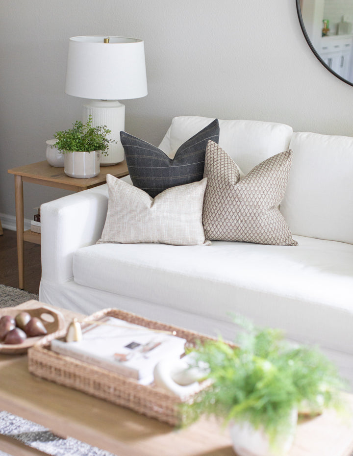 neutral brown tan sofa pillows