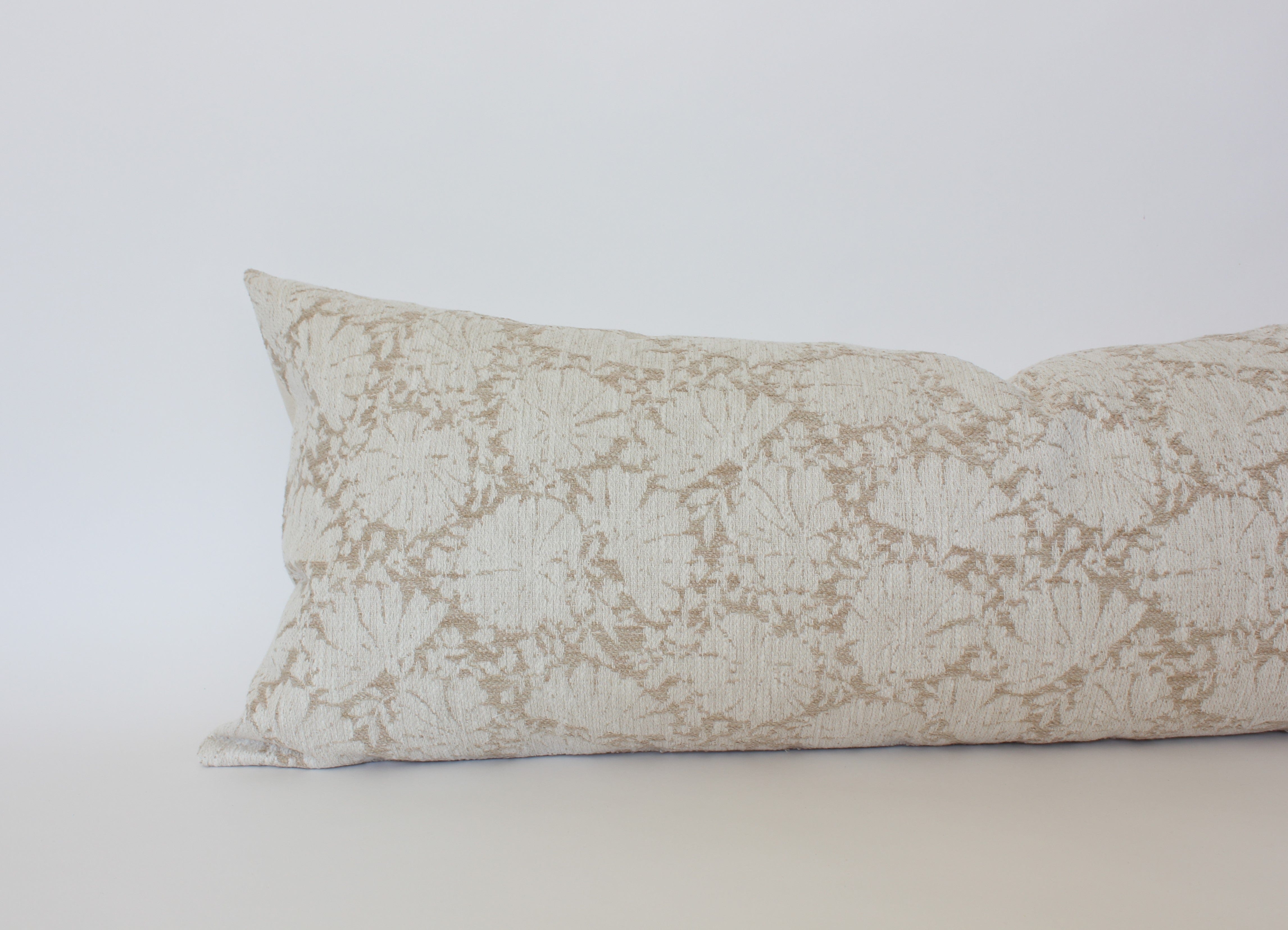 neutral floral long lumbar throw pillow