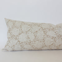 neutral floral long lumbar throw pillow