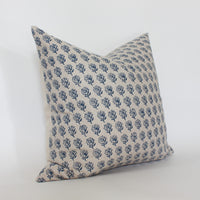 neutral floral throw pillow blue