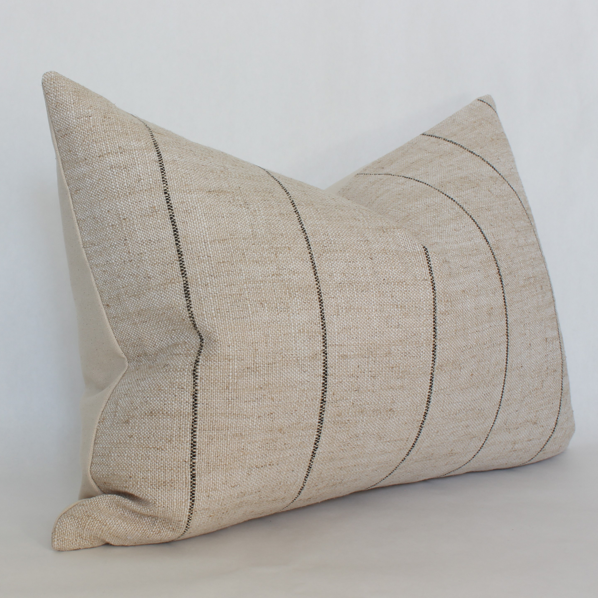 neutral light striped lumbar pillow