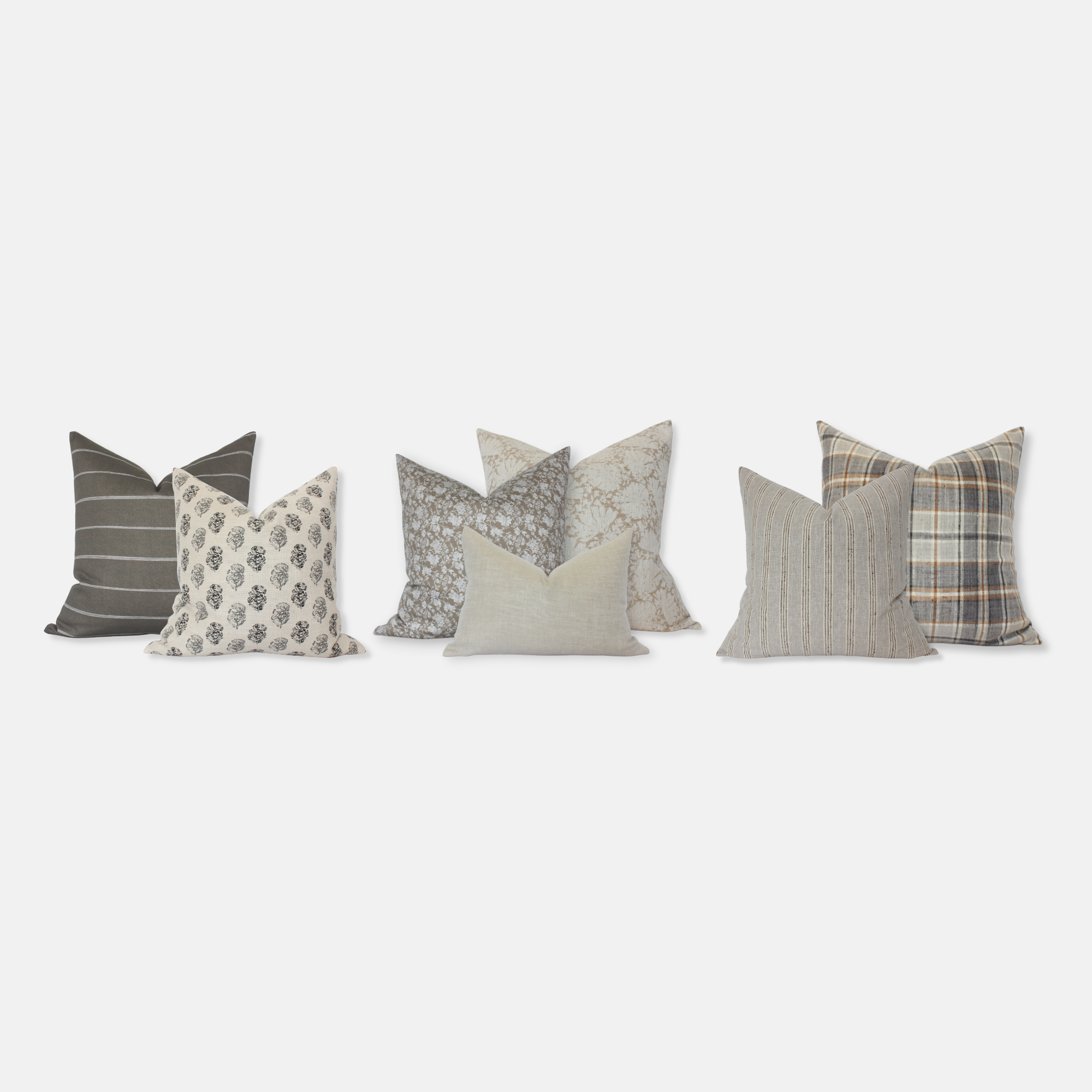 neutral pillow combo set white background