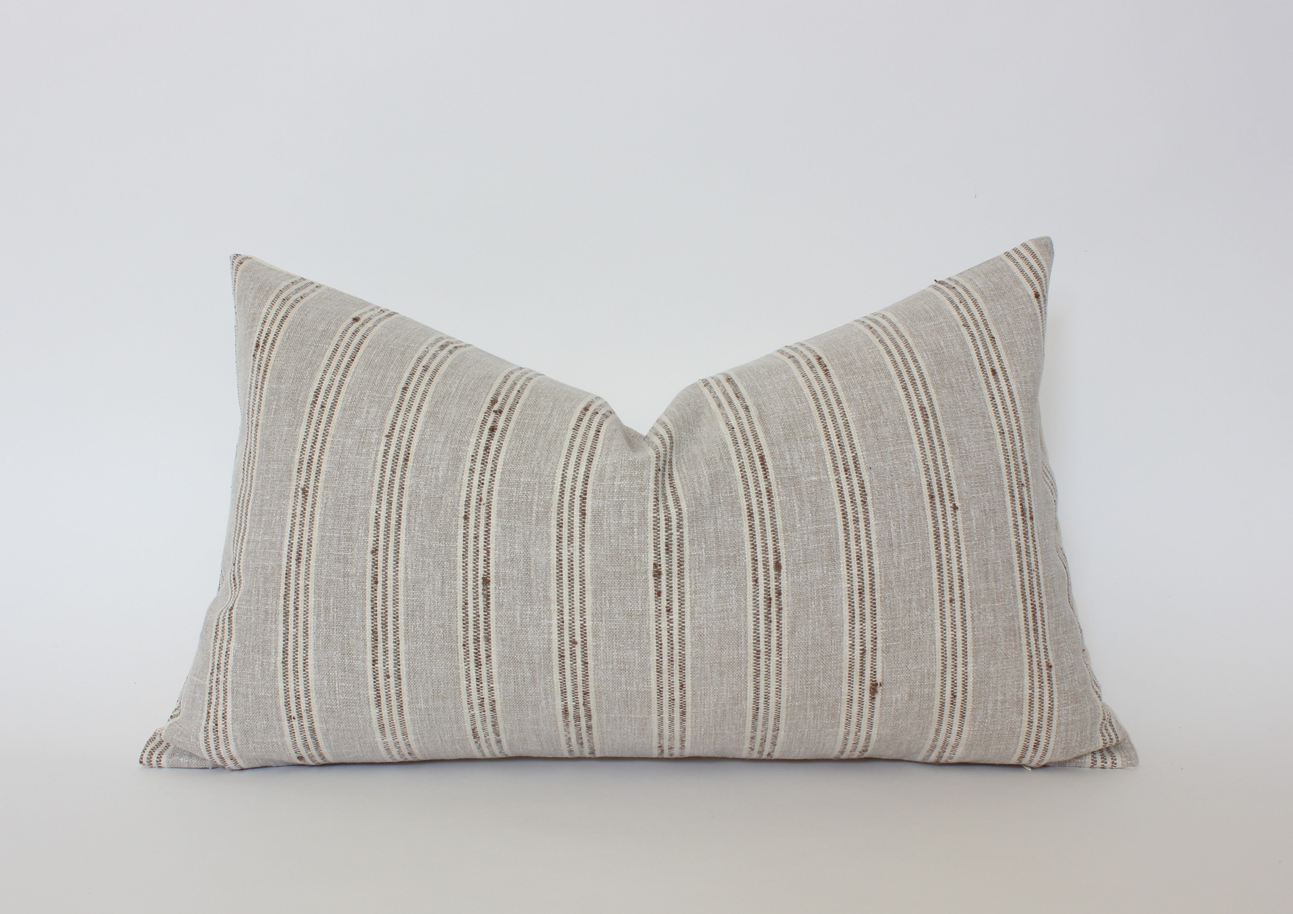 neutral striped lumbar pillow cover