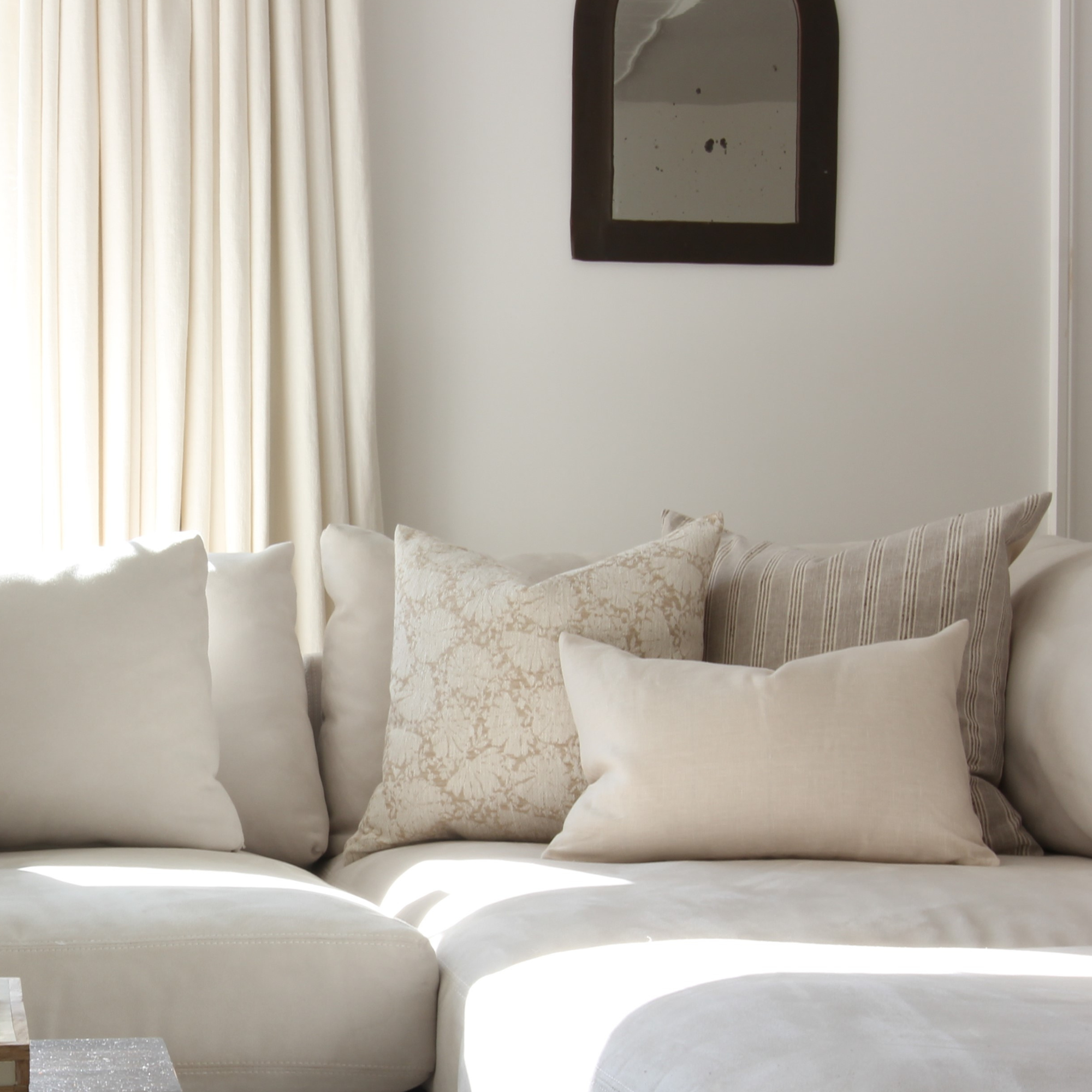 neutral throw pillow set sofa