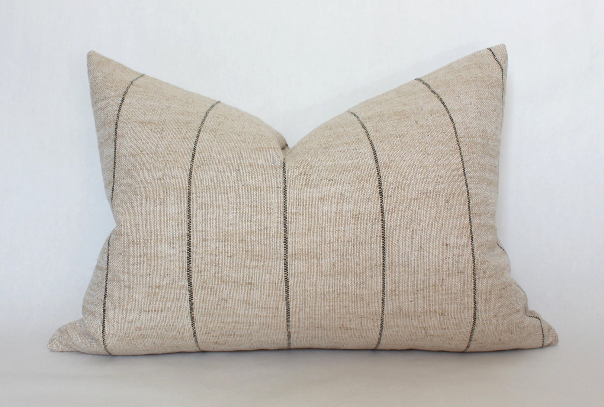 neutral striped lumbar pillow cover