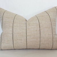 neutral striped lumbar pillow cover