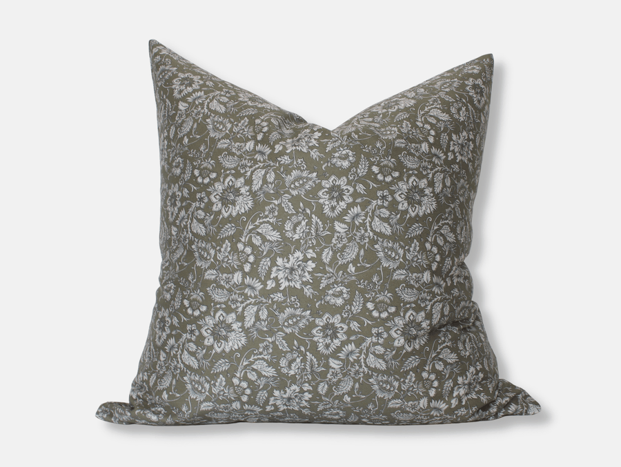 olive floral throw pillow