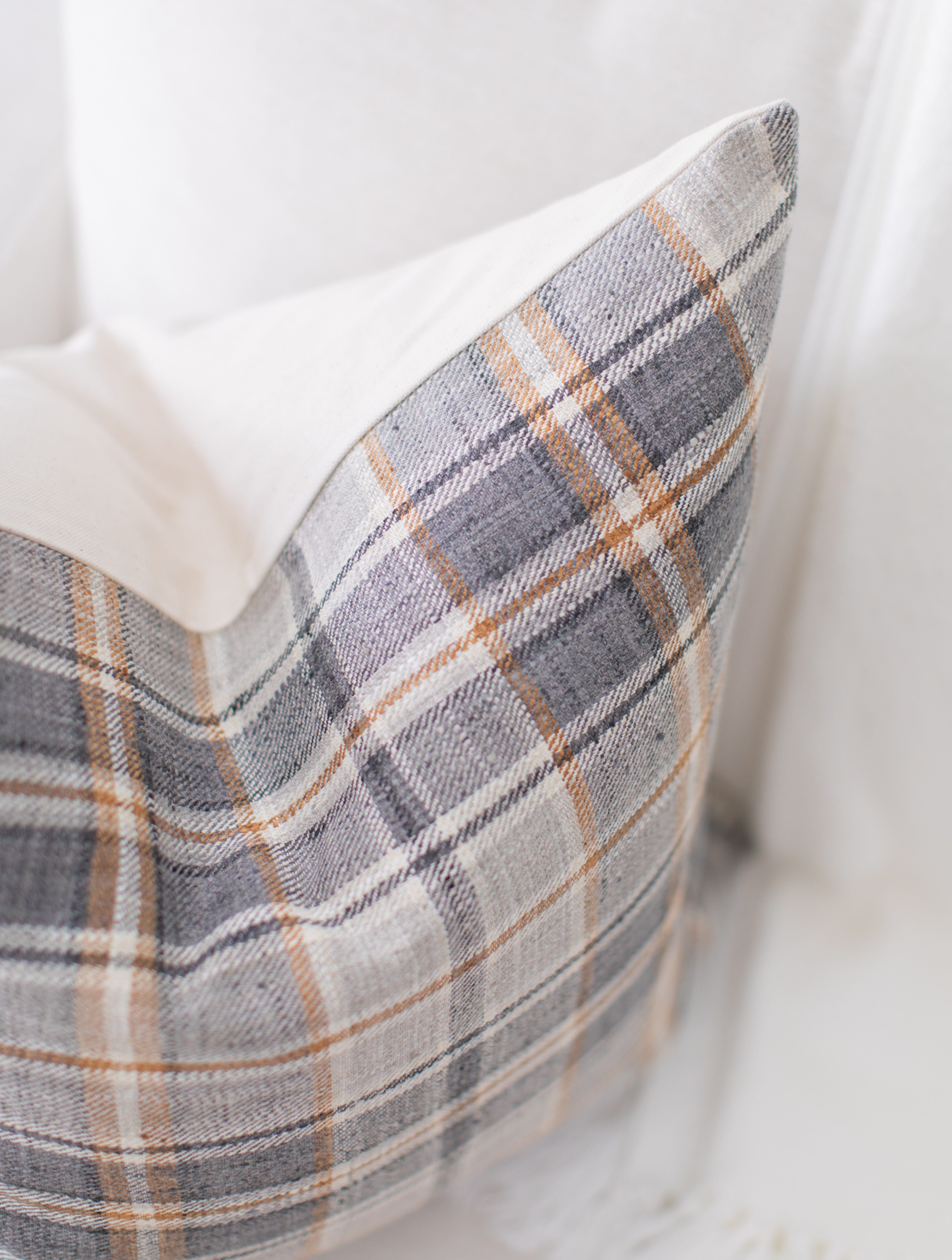 plaid brown tan pillow