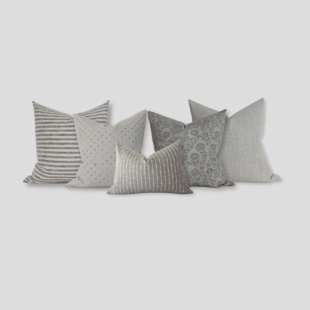 blue and gray pillow set