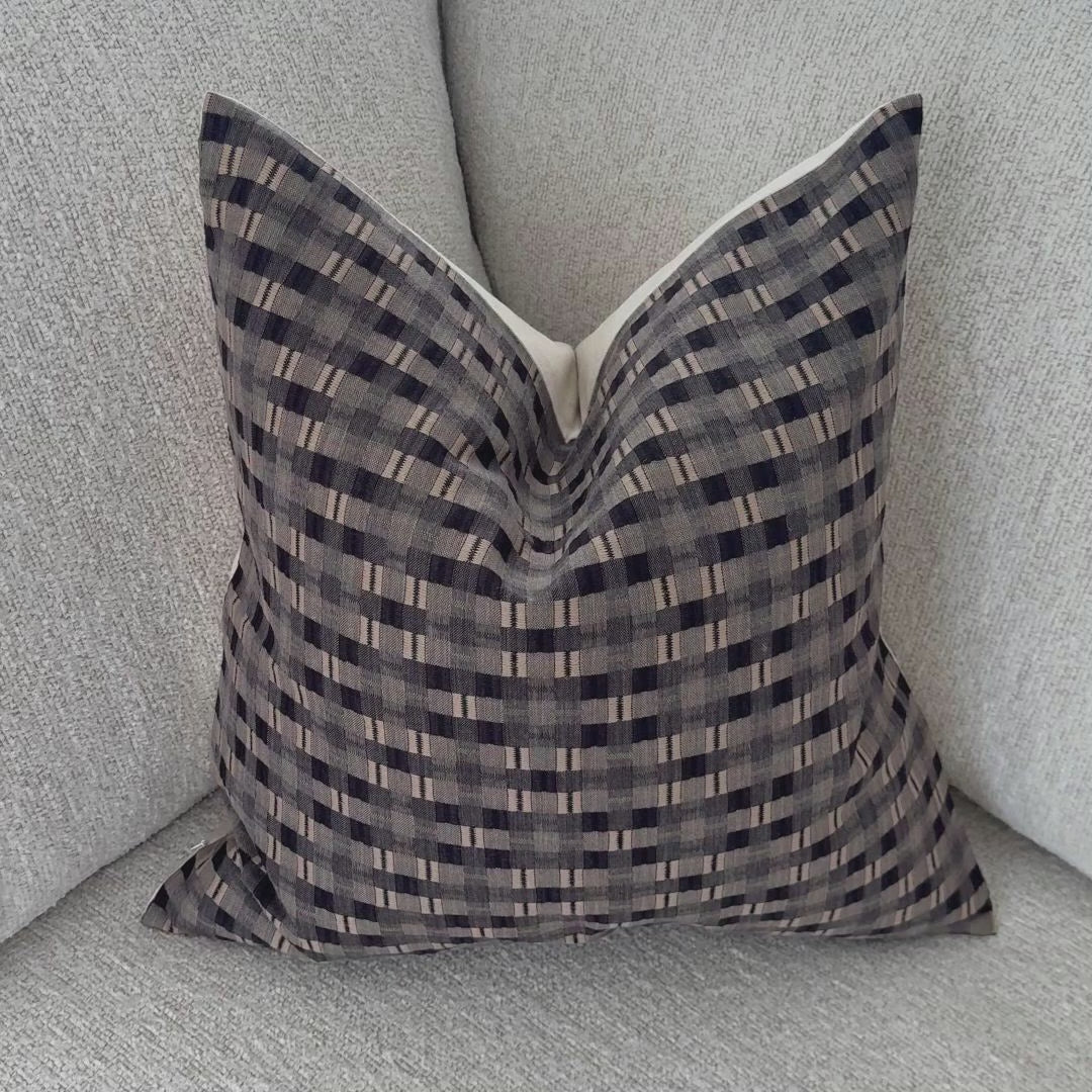 brown plaid decorative pillow for sofa 