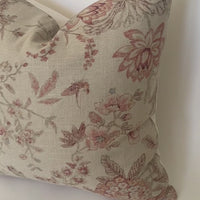 Red floral pillow cover 