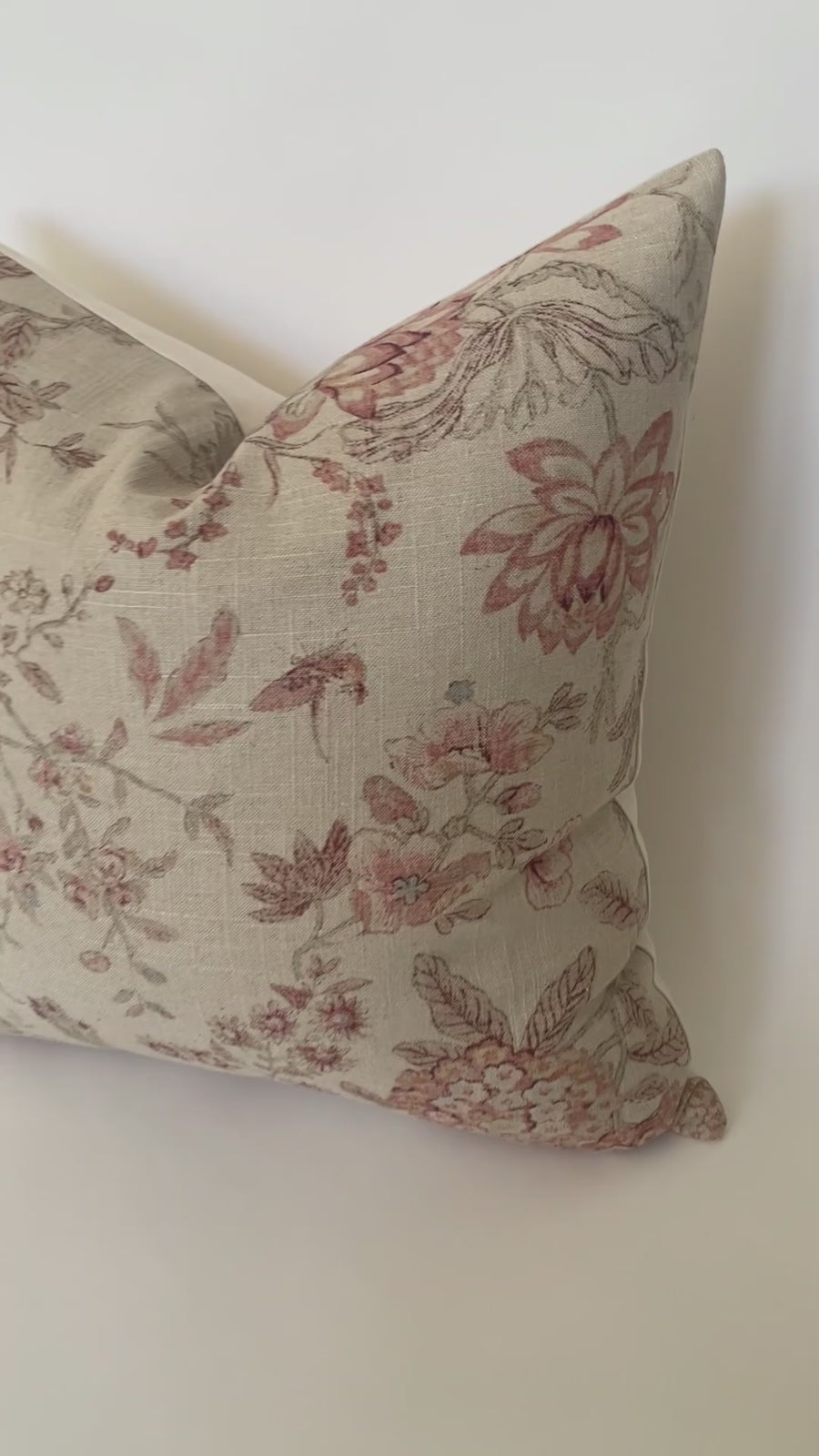 Red floral pillow cover 