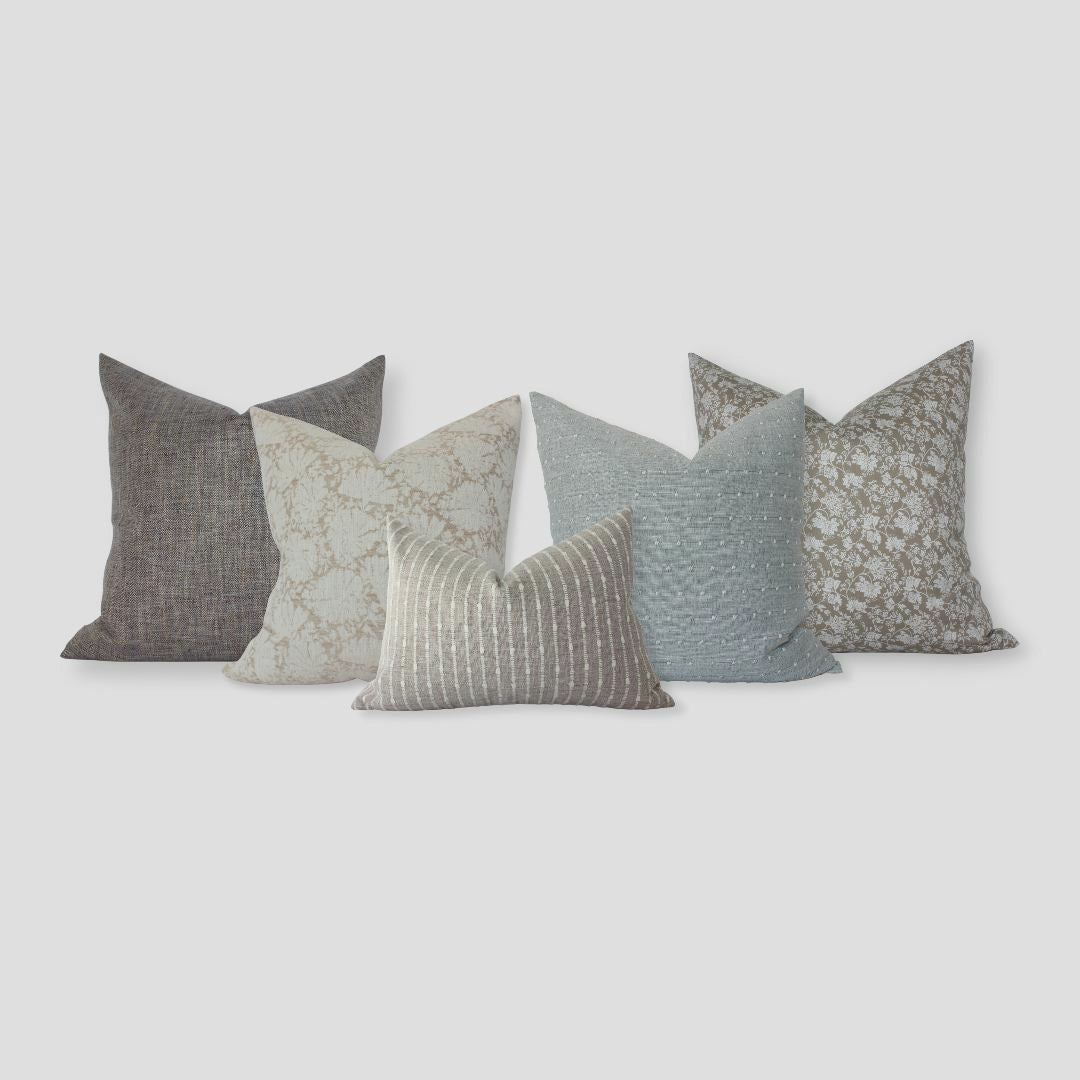 throw pillow set brown blue beige