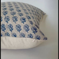 block print floral pillow