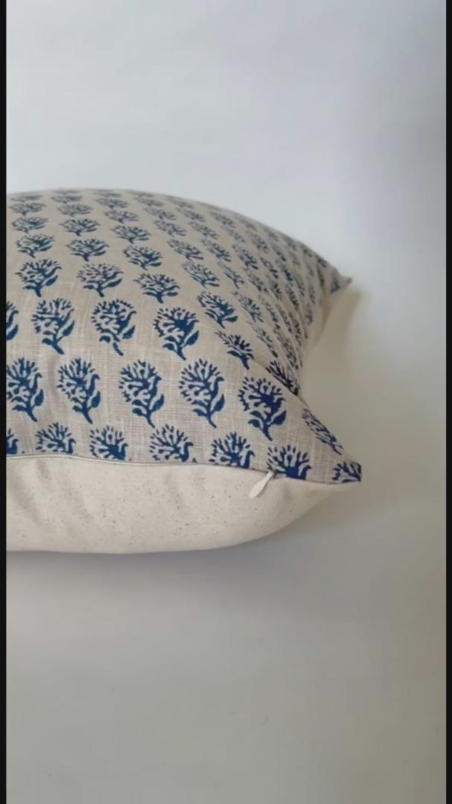 block print floral pillow