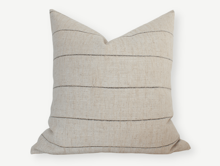 neutral striped throw pillow