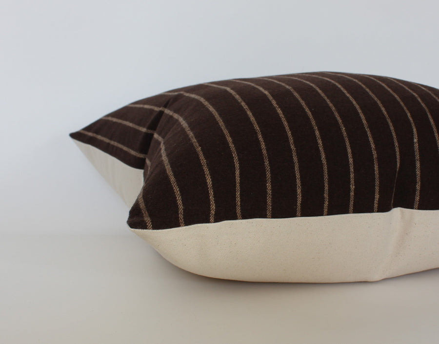 striped dark neutral pillow cover