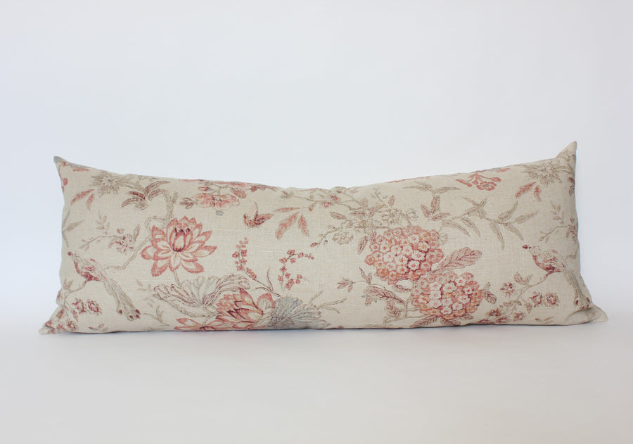 tan floral long lumbar pillow