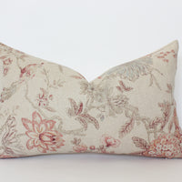 tan floral lumbar throw pillow