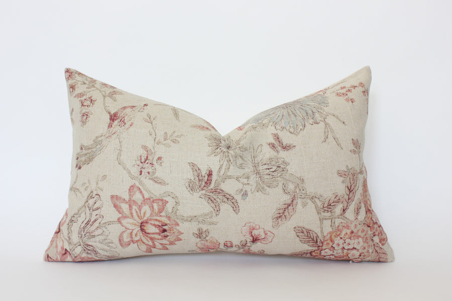 tan floral lumbar throw pillow