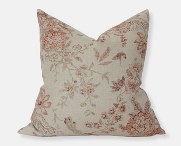 tan neutral floral pillow cover 
