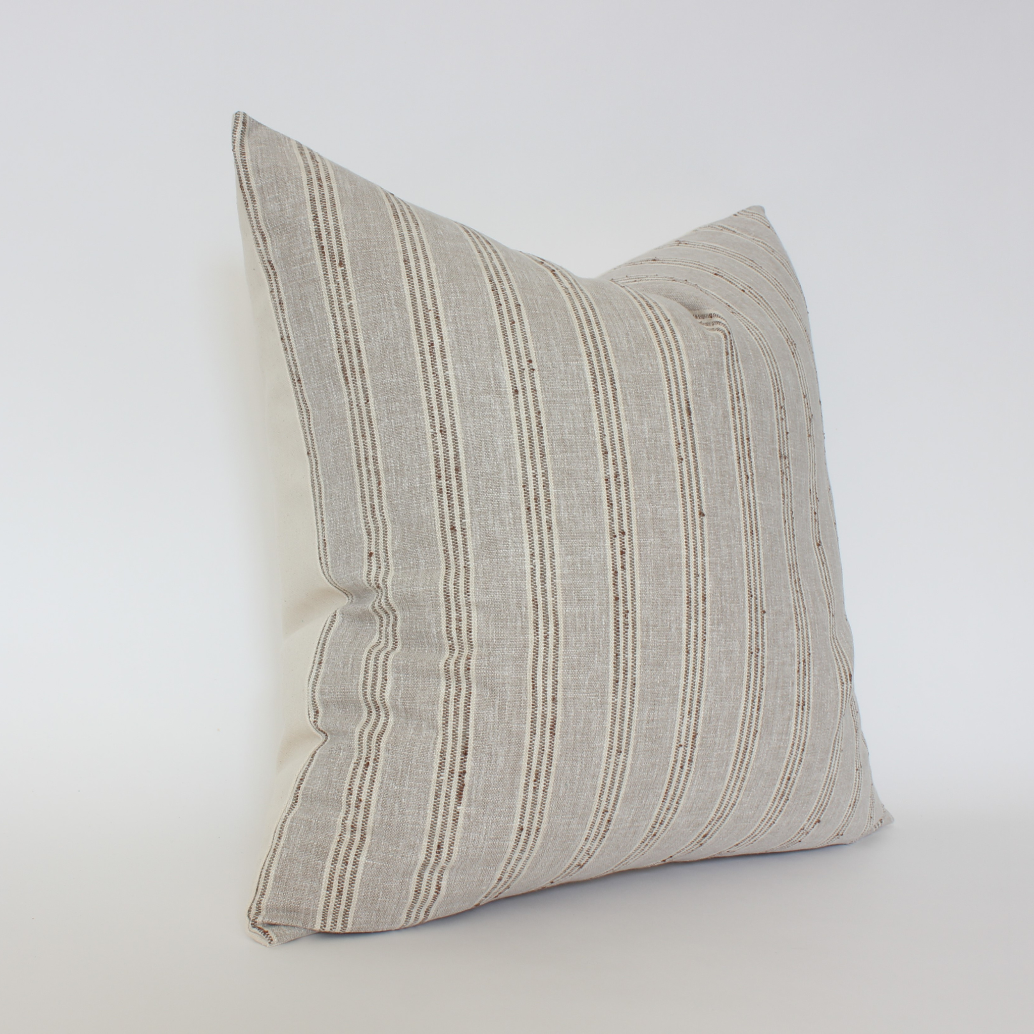 taupe stripe pillow cover front