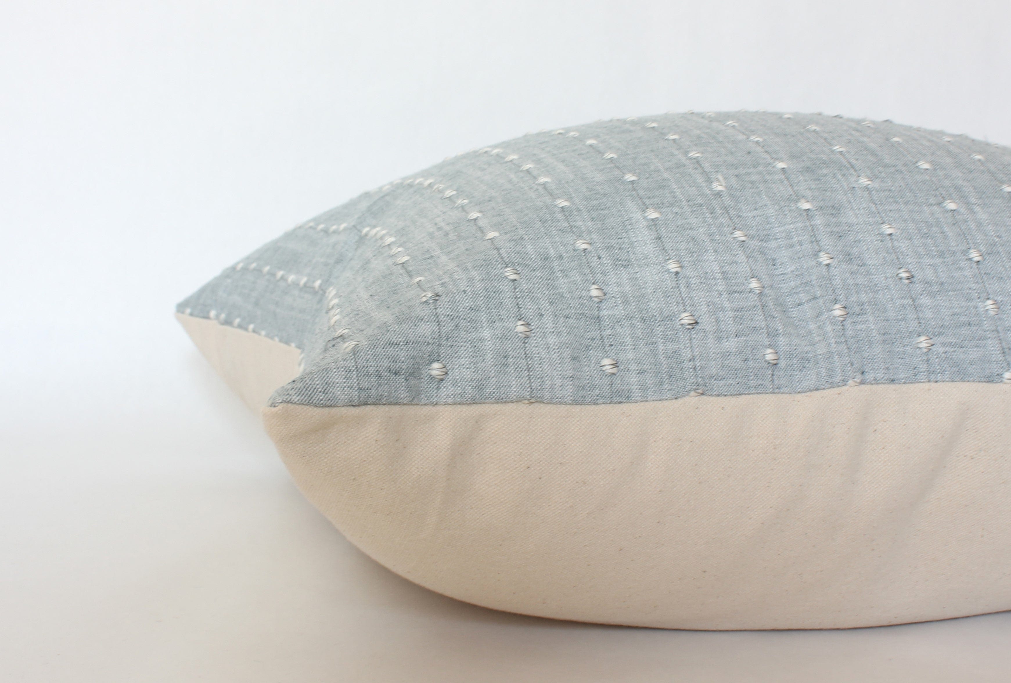 light blue textured pillow cover