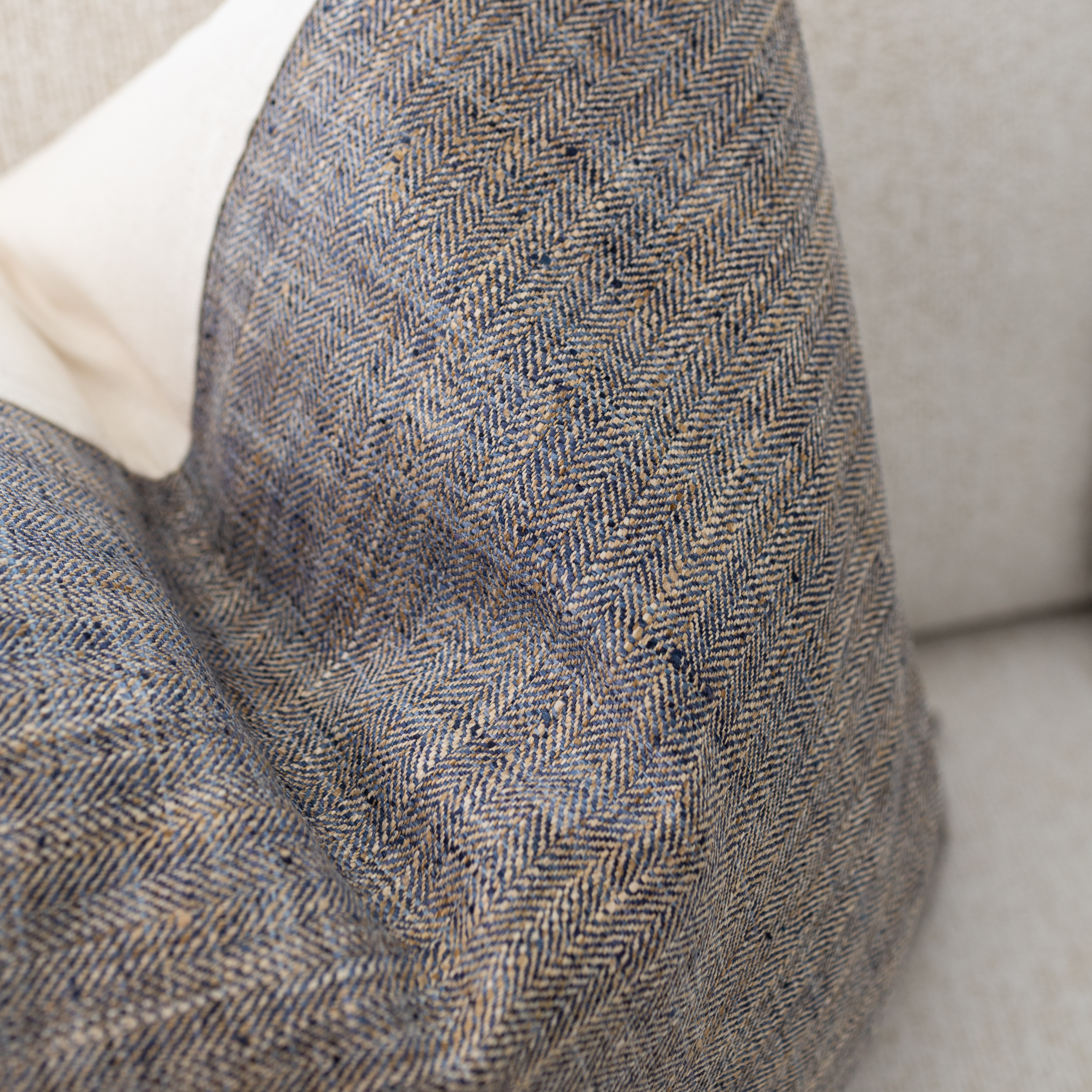 timeless woven brown and blue throw pillow