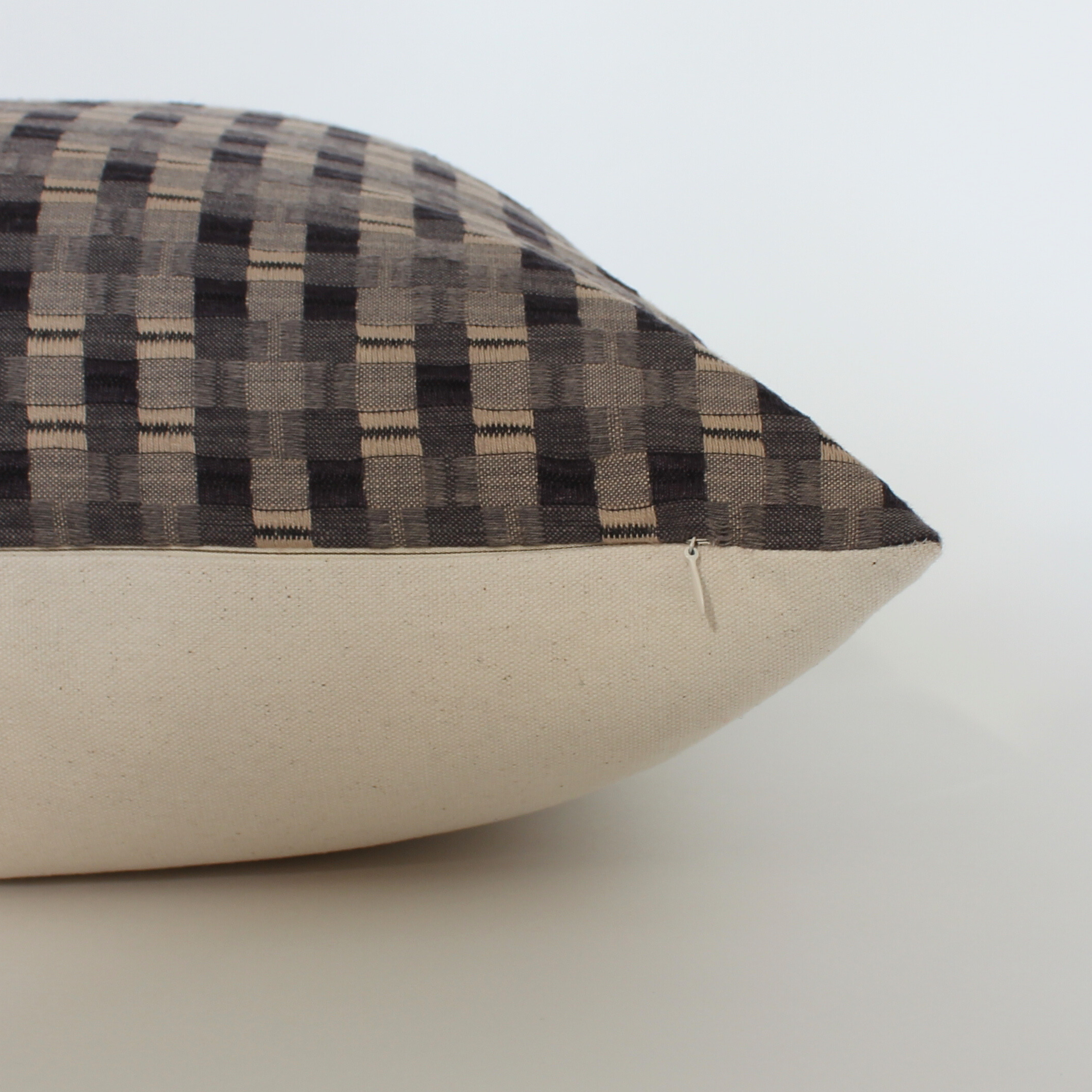 woven plaid neutral throw pillow