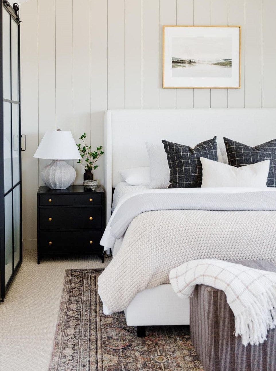 charcoal pillow covers on bed