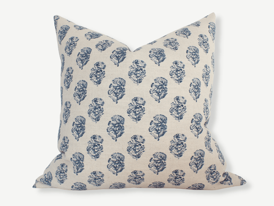 blue floral throw pillow