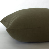 dark green linen pillow