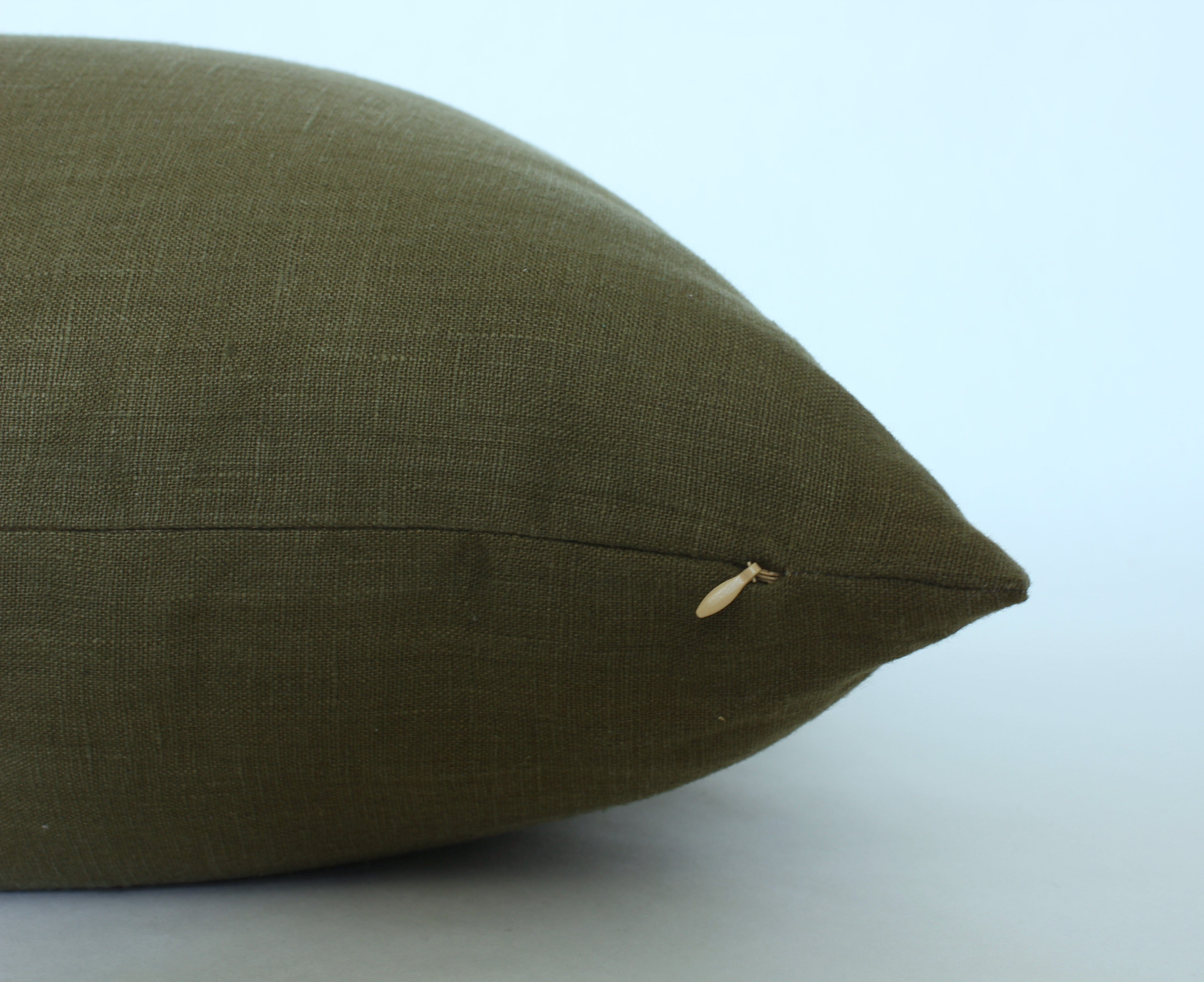 dark olive pillow cover with invisible zipper
