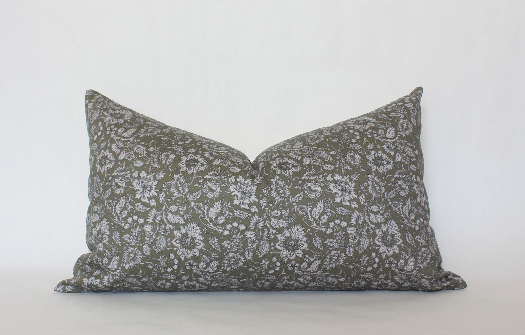 green floral lumbar pillow