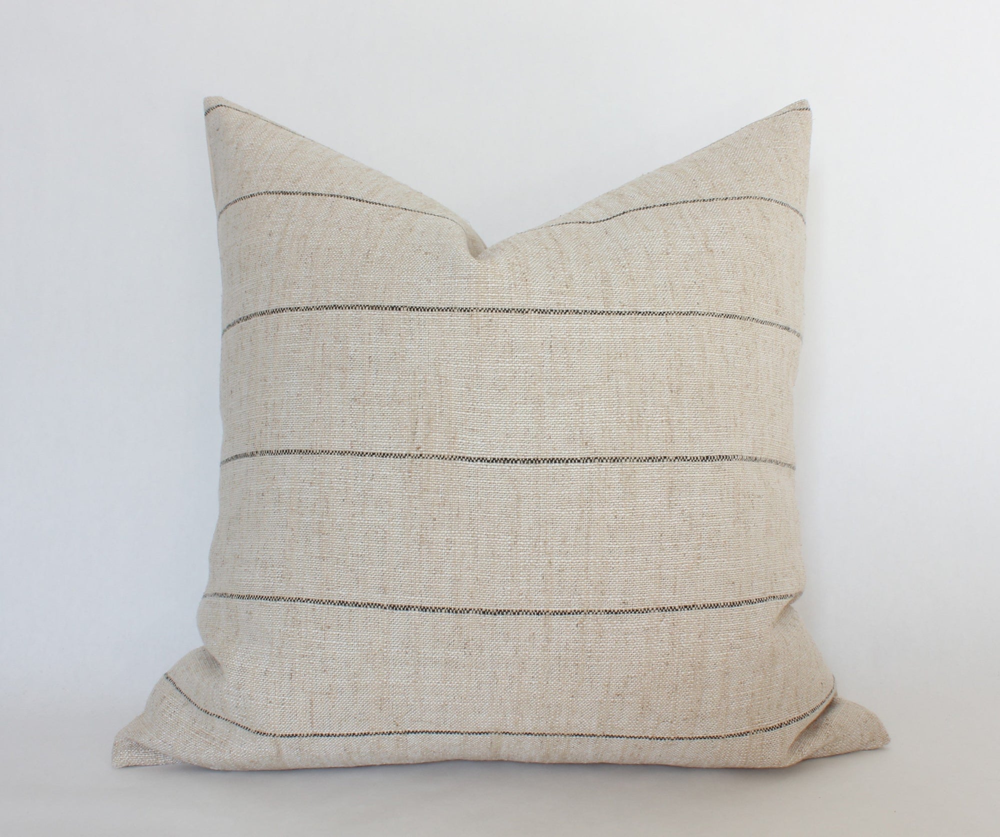 Natural beige striped throw pillow