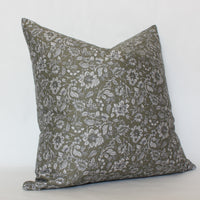Olive floral designer pillow
