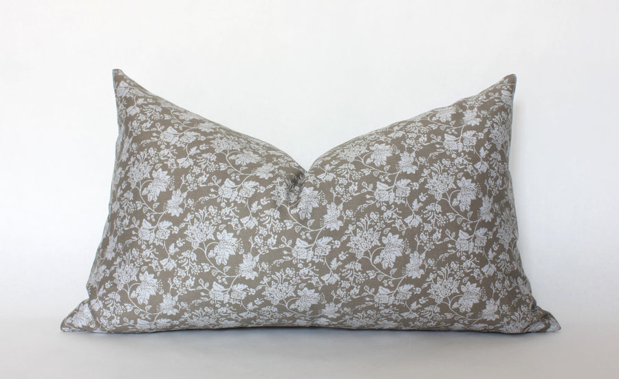 Olive floral lumbar pillow cover 12x20