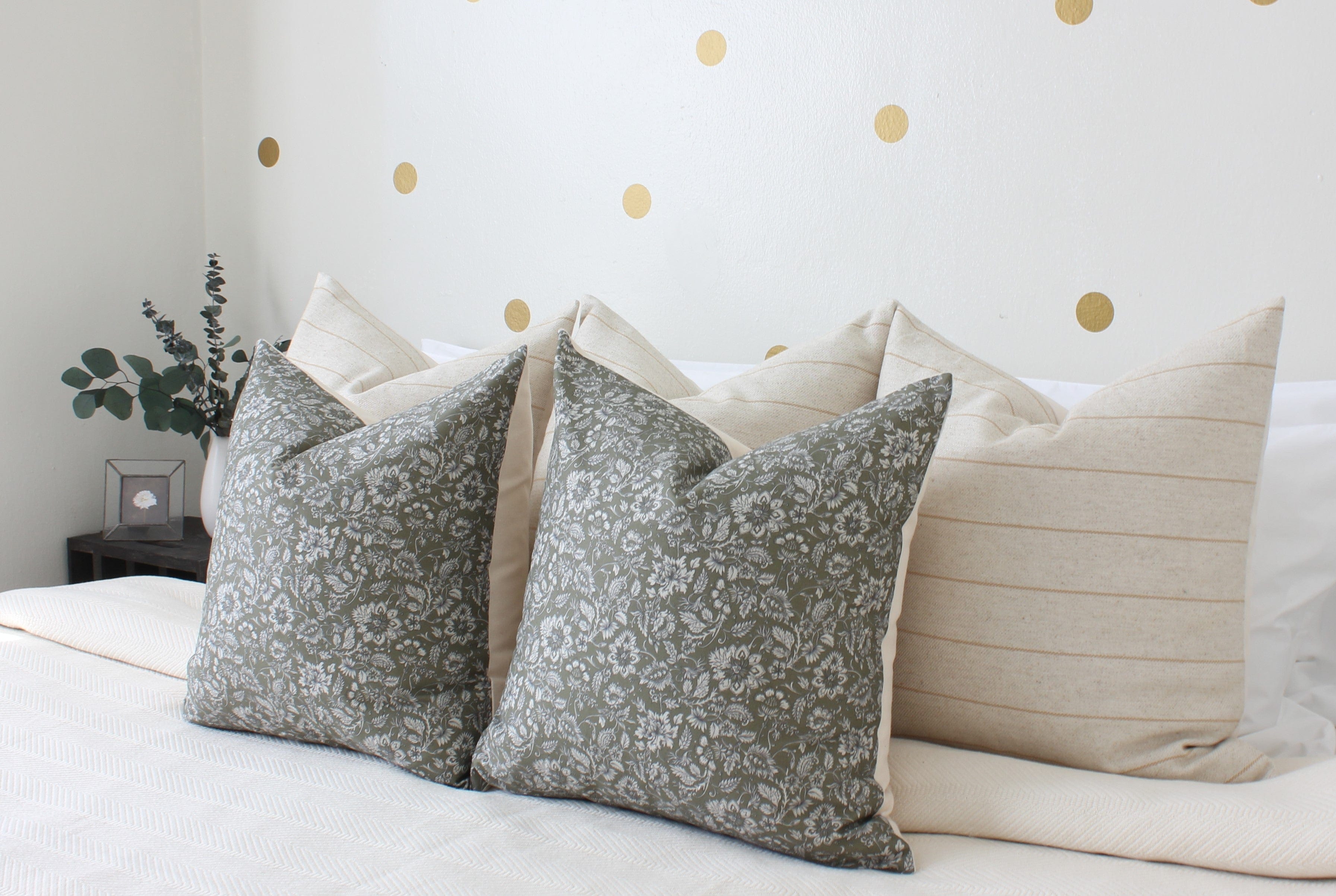 olive and cream throw pillow set of 5