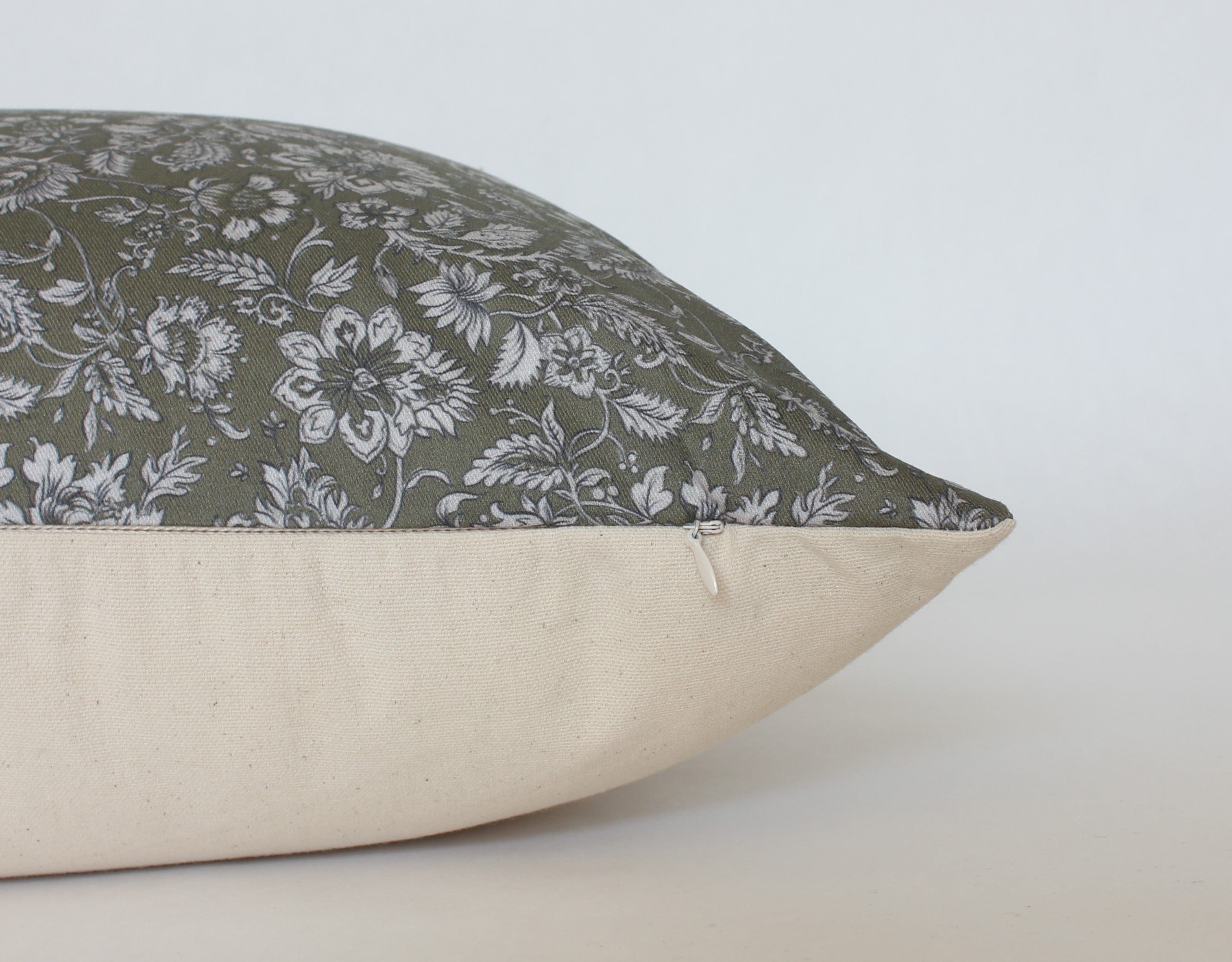Olive Floral Pillow Cover - Main Image