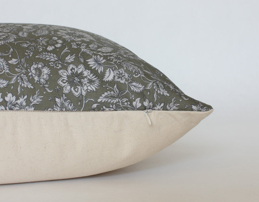 olive floral pillow cover