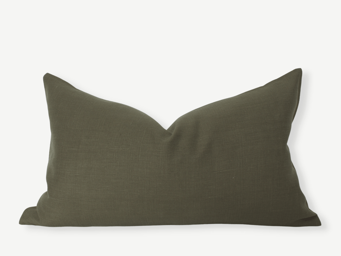 West Elm 20 x 20 Pillow Performance Coastal Linen Dark Olive