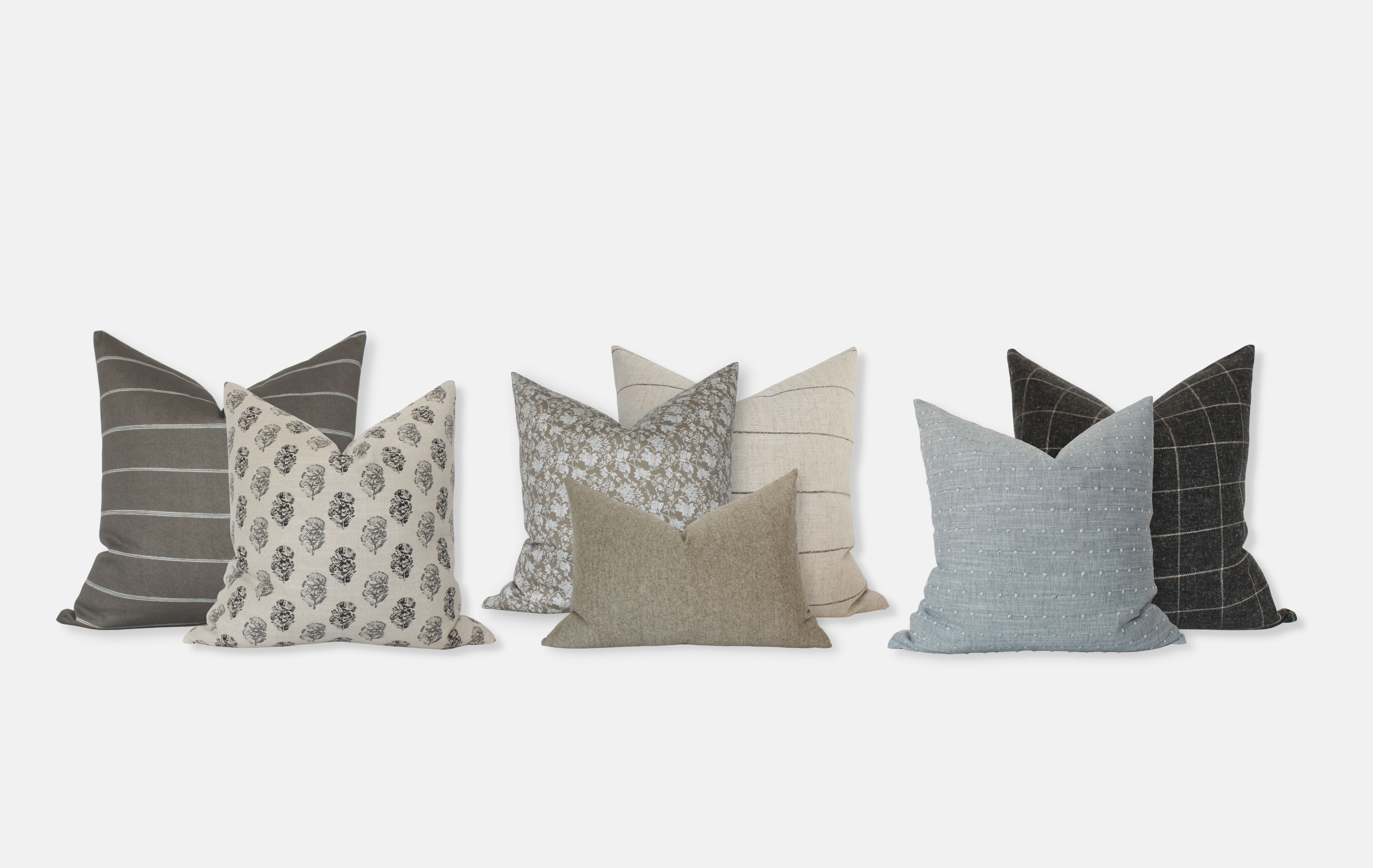 sectional sofa pillow combo in cream brown blue